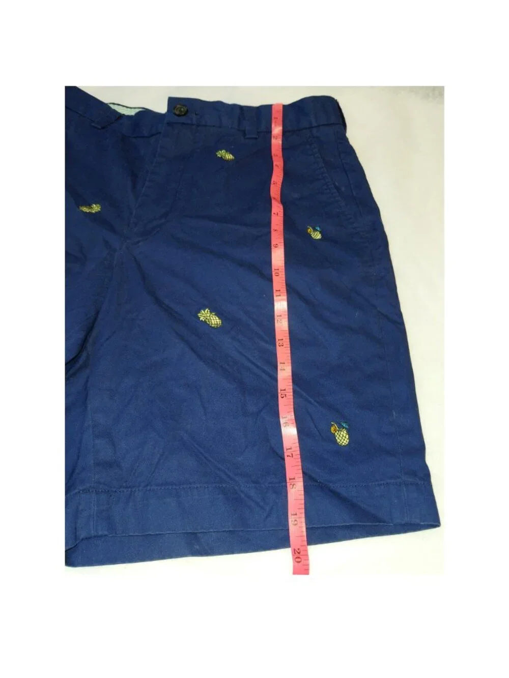 Brooks Brothers Navy Blue Chino Pineapple Embroidered Men's Shorts 34